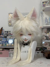 Mysterious White Fox Girl Kigurumi Head Fursuit