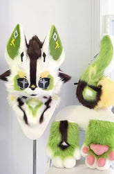 Lightning Green Wolf Kemono Partial Fursuit