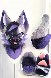 Purple Black Star Devil Wolf Toony Partial Fursuit