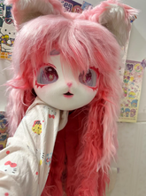 Pink Dreamy Cat Girl Kigurumi Partial Fursuit