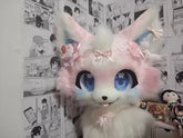 Strawberry Blue Pink Fox Kemono Head Fursuit