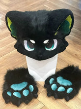 Mint Shadow Kitten Kemono Fursuit Head - Fuwa Fursuit
