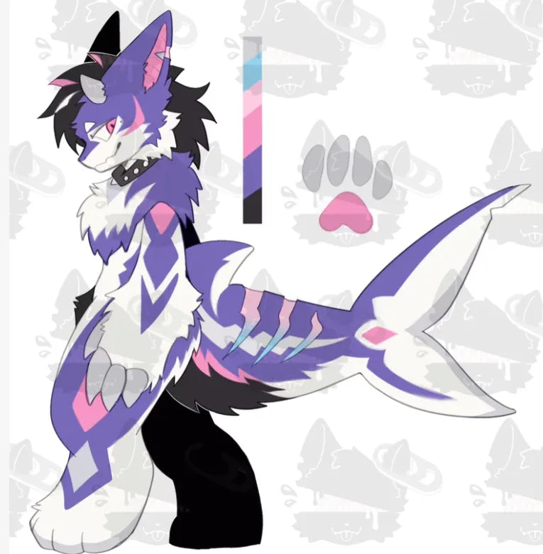 Purple Shark Dragon Toony Fursuit Head "Neon Reef" – FuwaFursuit #04 - Fuwa Fursuit