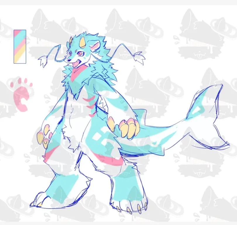 Mint Shark Bear Dragon Toony Fursuit Head "Gummy Reef" – FuwaFursuit #07 - Fuwa Fursuit