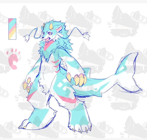 Mint Shark Bear Dragon Toony Fursuit Head "Gummy Reef" – FuwaFursuit #07 - Fuwa Fursuit