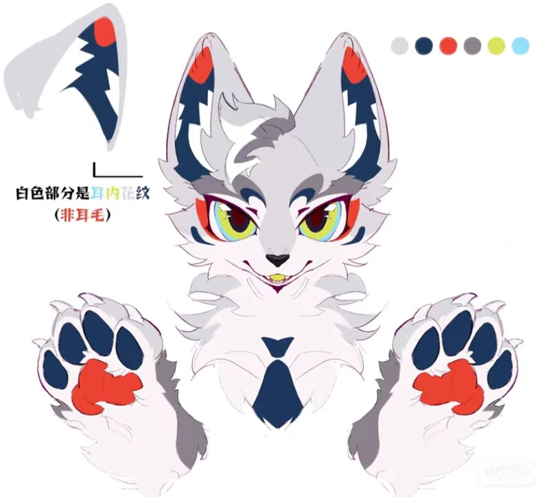 White Navy Wolf Kemono Fursuit Head "Arctic Fang" – FuwaFursuit #09 - Fuwa Fursuit