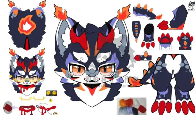 Dark Flame Protogen Kemono Full Fursuit "Inferno Visor" – FuwaFursuit #12 - Fuwa Fursuit