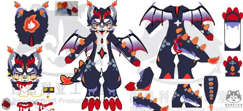 Dark Flame Protogen Kemono Full Fursuit "Inferno Visor" – FuwaFursuit #12 - Fuwa Fursuit