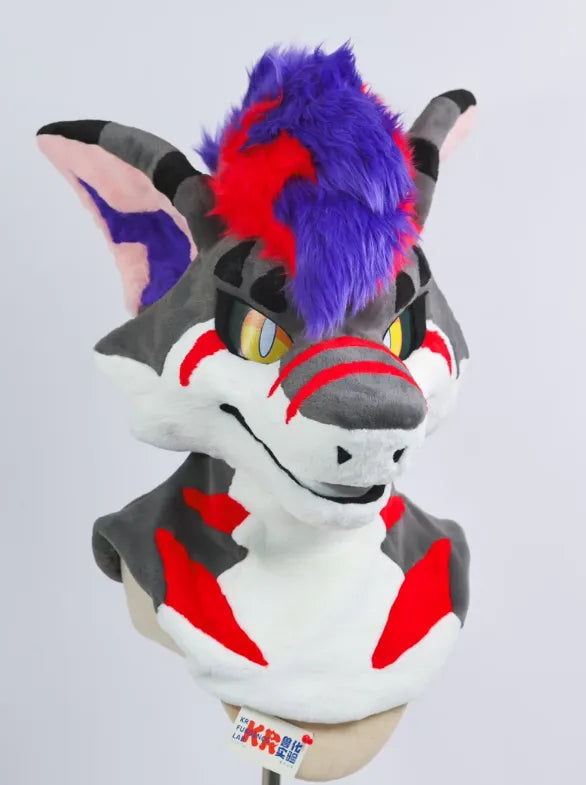 Punk Cyber Wolf Toony Fursuit Head - Fuwa Fursuit