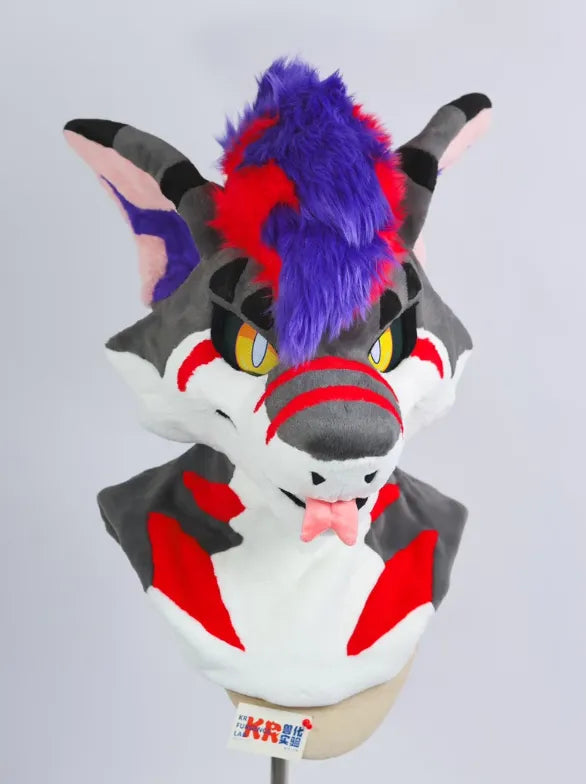 Punk Cyber Wolf Toony Fursuit Head - Fuwa Fursuit