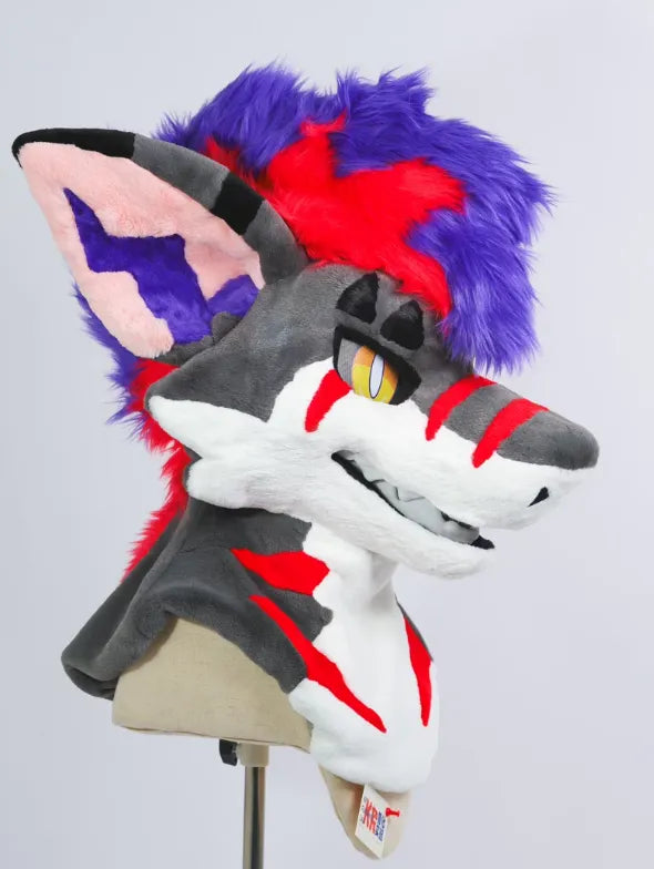 Punk Cyber Wolf Toony Fursuit Head - Fuwa Fursuit