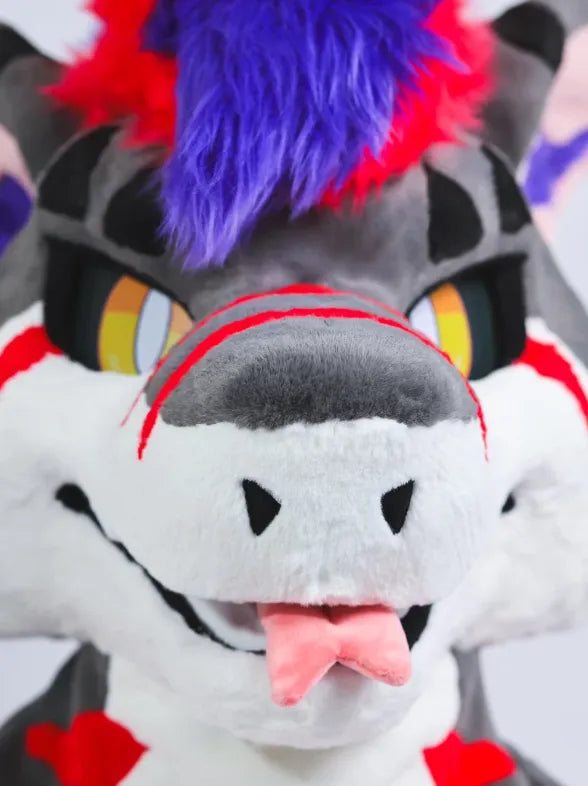 Punk Cyber Wolf Toony Fursuit Head - Fuwa Fursuit