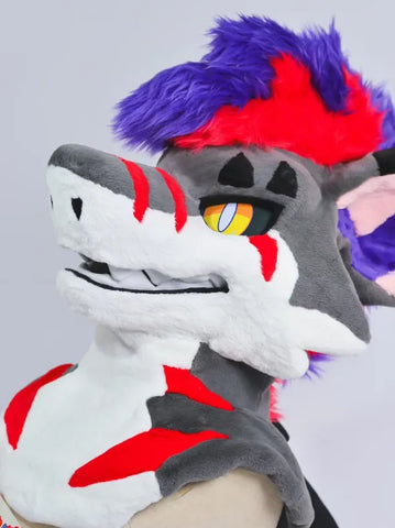Punk Cyber Wolf Toony Fursuit Head - Fuwa Fursuit