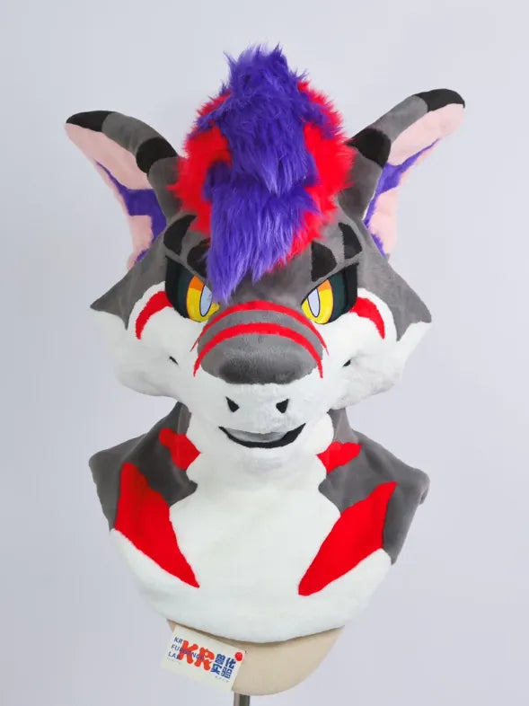 Punk Cyber Wolf Toony Fursuit Head - Fuwa Fursuit