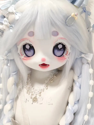 Sweet Blue Lolita Cat Kigurumi Head Fursuit