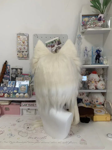Mysterious White Fox Girl Kigurumi Head Fursuit