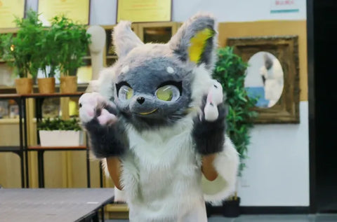 Cute Grey Wolf Kemono Head Fursuit