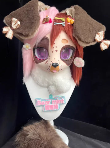 Chocolate Spotted Dog Kigurumi Head Fursuit