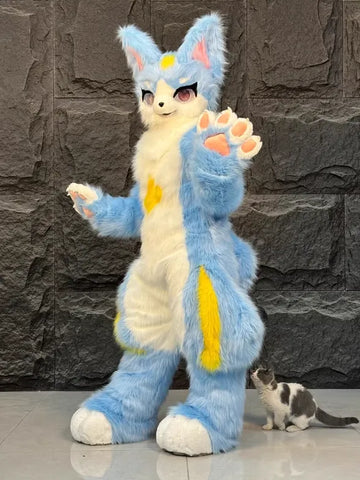 Ice Blue Star Wolf Kemono Full Fursuit