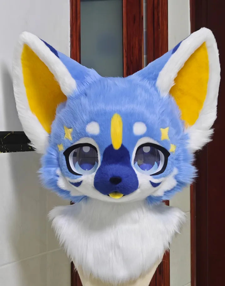 Ice Blue Snow Fox Kemono Head Fursuit
