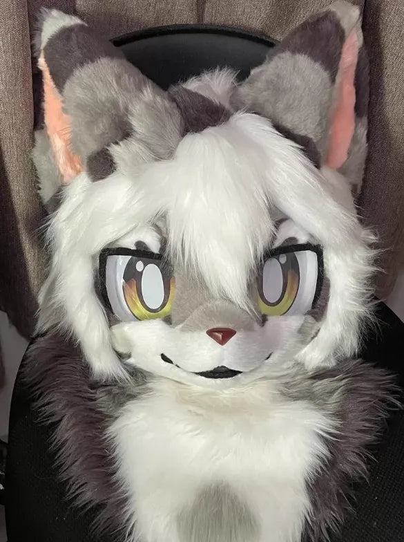 Lazy Smiling Cat Kemono Head Fursuit
