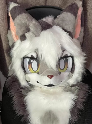 Lazy Smiling Cat Kemono Head Fursuit