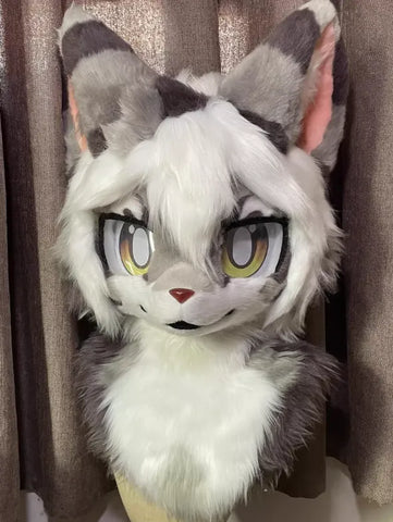 Lazy Smiling Cat Kemono Head Fursuit