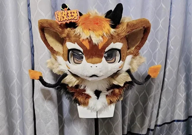Flame Devil Fox Kemono Head Fursuit - Fuwafursuit