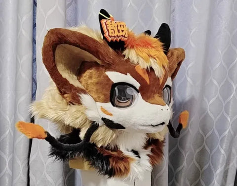 Flame Devil Fox Kemono Head Fursuit - Fuwafursuit