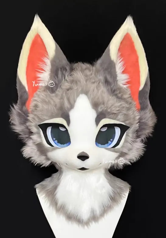 Elegant Grey Wolf Kemono Head Fursuit