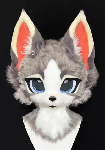 Elegant Grey Wolf Kemono Head Fursuit