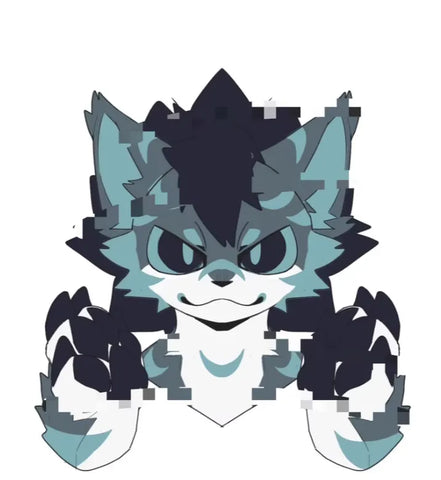 Teal Glitch Wolf Kemono Fursuit Head "Digital Shadow" – FuwaFursuit #15