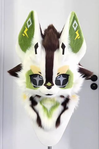 Lightning Green Wolf Kemono Partial Fursuit