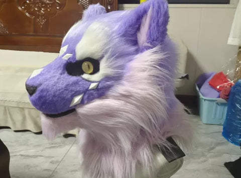 Ice Crystal Purple Lion Toony Head Fursuit