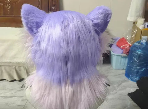 Ice Crystal Purple Lion Toony Head Fursuit