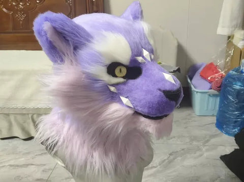 Ice Crystal Purple Lion Toony Head Fursuit
