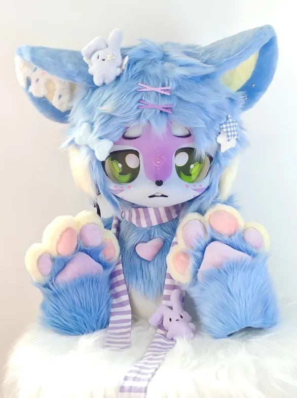 Cute Blue Purple Mouse Kigurumi Partial Fursuit