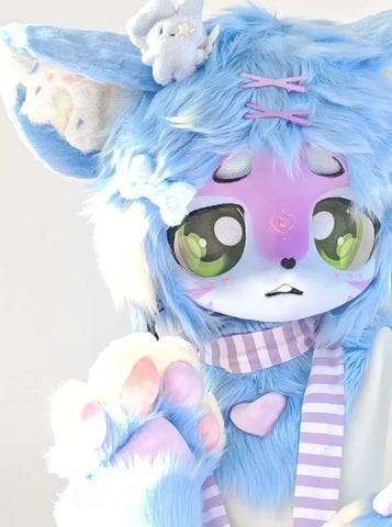 Cute Blue Purple Mouse Kigurumi Partial Fursuit