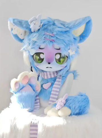 Cute Blue Purple Mouse Kigurumi Partial Fursuit