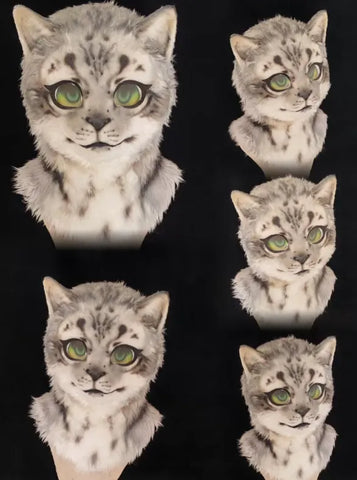 Realistic Snow Leopard Head Fursuit