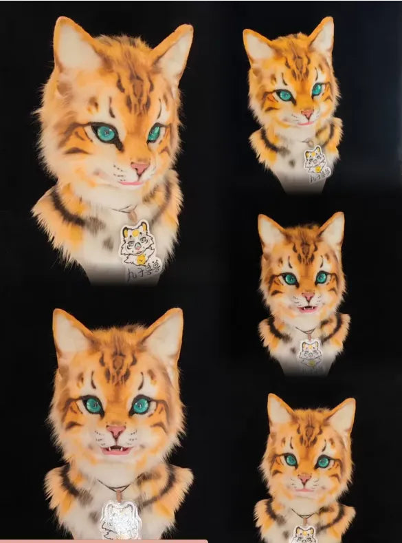 Realistic Orange Tabby Cat Head Fursuit