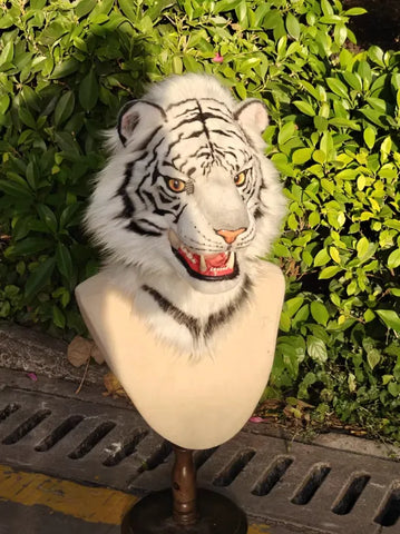 Realistic White Tiger Head Fursuit