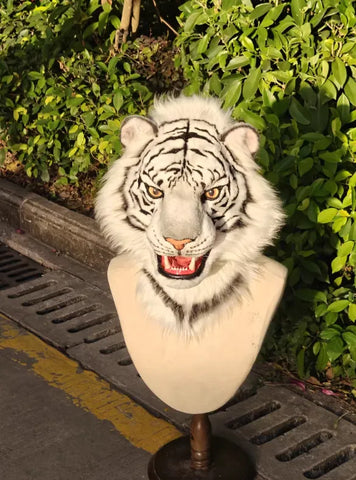 Realistic White Tiger Head Fursuit
