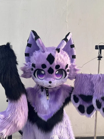 Purple Black Leopard Kemono Full Fursuit
