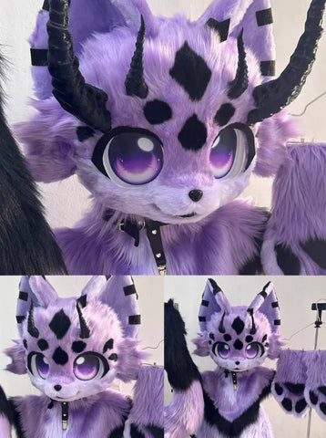 Purple Black Leopard Kemono Full Fursuit