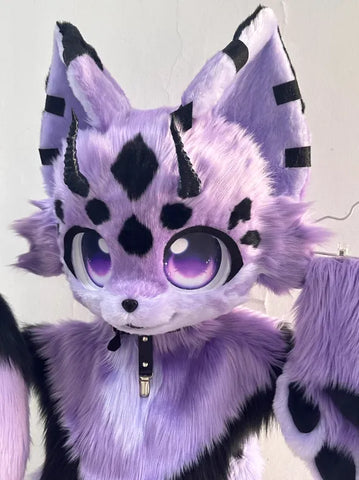 Purple Black Leopard Kemono Full Fursuit