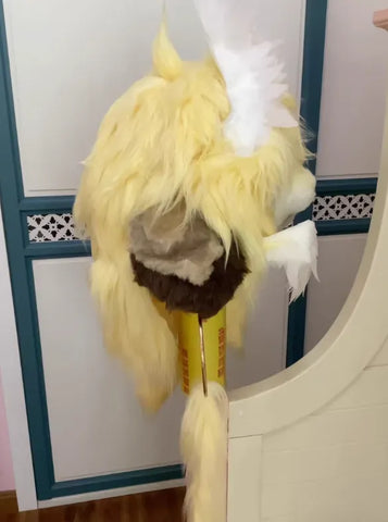 Angel Wing Cream Fox Kigurumi Head Fursuit