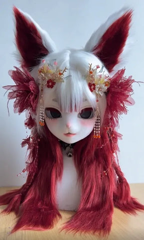Classical Red Fox Bride Kigurumi Head Fursuit