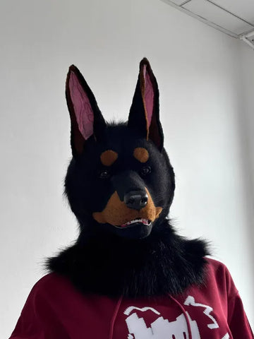 Realistic Doberman Head Fursuit