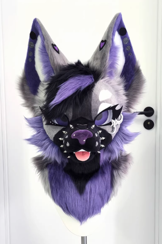 Purple Black Star Devil Wolf Toony Partial Fursuit